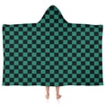 thumbnail image 1 of Teal and Black Checkerboard Pattern Hooded Bath Towel，50"x30" for Ages 3 To 12 Kids, Quick Dry Lightweight Soft Microfiber Hood Beach Towel Cover Up for Kids, 1 of 7
