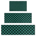 thumbnail image 1 of Teal and Black Checkerboard Pattern Kitchen Rugs Sets Of 3,Kitchen Runner Rugs Non Skid Washable,Decorative Kitchen Floor Mats for Kitchen,Sink,Laundry,17"x30"+ 17"x47" + 17"x59", 1 of 6