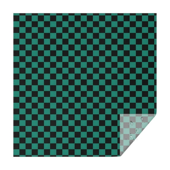Teal and Black Checkerboard Pattern Square Tablecloth,Waterproof Square Table Cover,Wipeable Spillproof Washable Table Cover for Home Kitchen Party Decor 52"x52"(132x132cm)