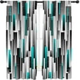 thumbnail image 1 of Teal Black Curtains Turquoise Aqua Grey Gray White Abstract Geometric Ombre Modern Darking Men 42x63 Inch Rod Pocket Curtain for Bedroom Living Room Office Window Drapes Treatment Fabric 2 Panels, 1 of 5