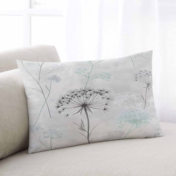 Teal Black Dandelion Throw Pillow Cover, Pillowcase Protectors with Zipper, Breathable Decorative Lumbar Pillow Case Cover, Vintage Watercolor Floral Pillow Shams for Couch Sofa 16x24Inch