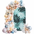 thumbnail image 1 of Teal Black Floral Arch Backdrop Cover 7.2 FT Vintage Teal White Black Flower Stretchy Elastic Arch Stand Covers Spandex Arched Background Birthday Wedding Party Decoration (No Stand), 1 of 9