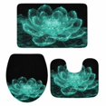 thumbnail image 1 of Teal Black Floral Bath Mat 3 Piece Bathroom Rug Set, Modern Minimalist Ombre Botanical Non Slip Bath Rug Contour Mat and Toilet Lid Cover, Absorbent Shower Mats Soft Bath Rugs and Mats Sets, 1 of 8
