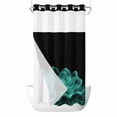 thumbnail image 1 of Teal Black Floral No Hook Shower Curtain Waterproof, Bathroom Curtains with Snap in Liners and See Through Top Window, Modern Minimalist Ombre Botanical Hotel Style Bathtub Curtains Shower 36"Wx78"L, 1 of 8