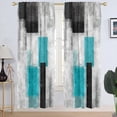 thumbnail image 1 of Teal Black and Grey Window Curtain Turquoise Aqua Gray Silver White Geometric Abstract Simple Art Living Room Bedroom Window Drapes Treatment Fabric 1 Pair Home Decor, 42" W x 84" L, Modern, 1 of 6