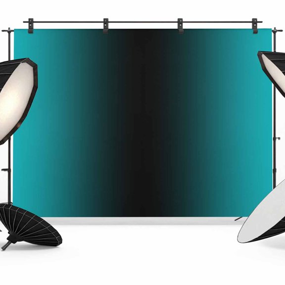 Teal Black Ombre Backdrop for Photoshoot,Photography Photo Studio Background Wall Backdrop,Gradient Contemporary Abstract Art Back Drop Banner Panel for Portraits Wedding Party Live Streaming 8x6Ft