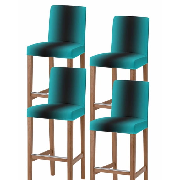 Teal Black Ombre Bar Stool Covers Set of 4, Gradient Contemporary Abstract Art Stretch Washable Bar Chair Covers with Backs, Removable Pub Counter Height Chair Cover for Kitchen Dining Room Cafe
