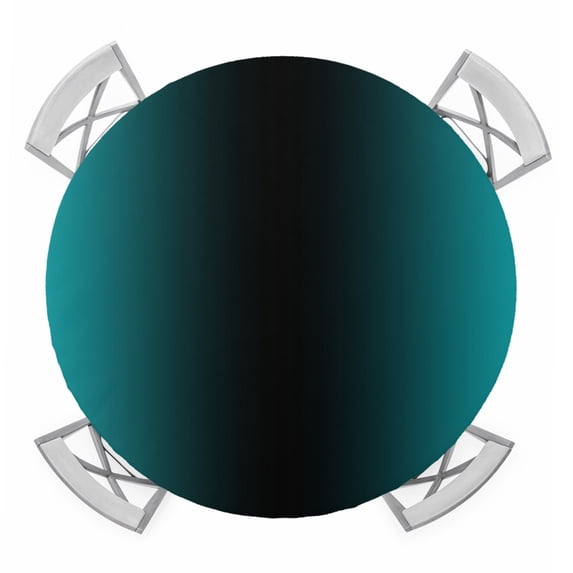 Teal Black Ombre Round Tablecloth for 45-54 Inch Tables,Fitted Table Cover with Elastic Edge,Gradient Contemporary Abstract Art Waterproof Outdoor Table Cloth Protector for Patio Garden Dinner Picnic