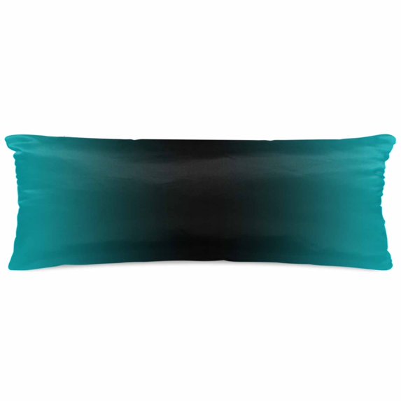 Teal Black Ombre Satin Pillowcase for Hair and Skin with Zipper, Soft Breathable Cooling Silk Pillow Cases, Gradient Contemporary Abstract Art Body Pillow Covers Bed Pillows 20"x54"
