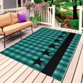 thumbnail image 1 of Teal Black Plaid Outdoor Rug for Patio/Deck/Porch, Non-Slip Large Area Rug 6 x 9 Ft, Farmhouse Retro Star Abstract Checked Indoor Outdoor Rugs Washable Area Rugs, Reversible Camping Rug Carpet Runner, 1 of 8