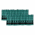 thumbnail image 1 of Teal Black Plaid Valances for Windows, Decorative Rod Pocket Window Valance Curtains, Farmhouse Retro Star Abstract Checked Short Curtain Drapes for Kitchen/Living Room, 2 Panels, 60" W x 18" L, 1 of 8