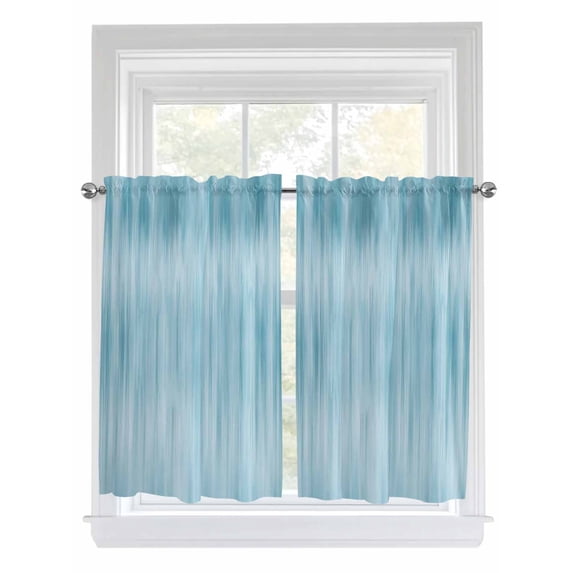 Teal Blue 2 Panel Kitchen Curtains for Windows, Modern Abstract Art Ombre Striped Bathroom Privacy Curtain, Home Décor Window Treatment for Bedroom/Living Room 55"x45"