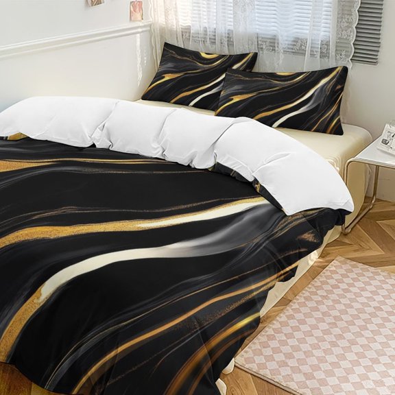 Teal Blue Abstract Duvet Cover Set Bedding Set Polyester Quilt Cover for Bedroom Decoration