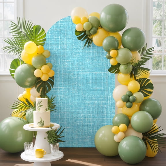 Teal Blue Arch Backdrop Cover, 5FT, Abstract Modern Farmhouse Solid Color Spandex Arch Covers Double-Sided Backdrop for Wedding Birthday Party Photo Background Decoration