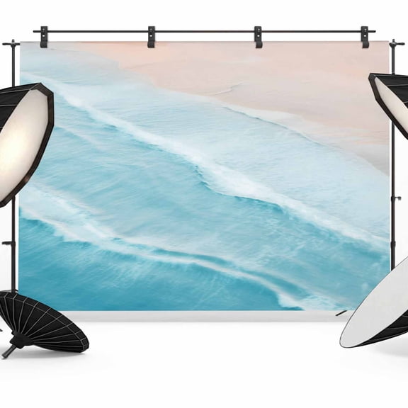 Teal Blue Backdrop for Photography, Gradient Sea Waves Sandy Beach Coastal Scenery Photo Backdrop Portrait Background Party Banner Photo Backgrounds for Studio Booth Props, 10x8ft