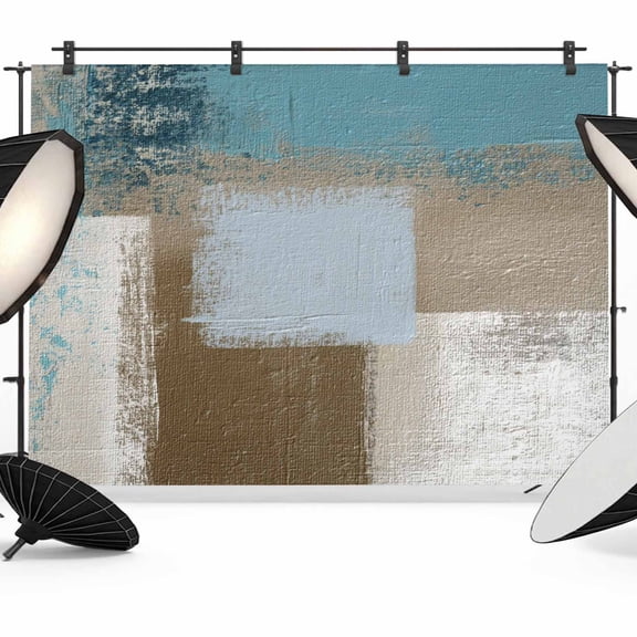 Teal Blue Backdrop for Photoshoot,Photography Photo Studio Background Wall Backdrop,Brown White Minimalist Retro Smear Ombre Art Back Drop Banner Panel for Portraits Wedding Live Streaming 12x8Ft