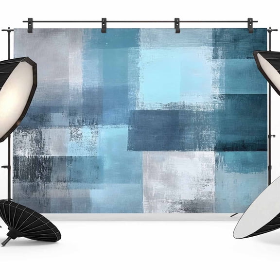 Teal Blue Backdrop for Photoshoot,Photography Photo Studio Background Wall Backdrop,Modern Oil Painting Abstract Ombre Geometric Back Drop Banner Panel for Portraits Wedding Live Streaming 7x5Ft