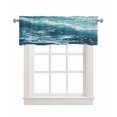 thumbnail image 1 of Teal Blue Beach Coastal Kitchen Valances for Windows Farmhouse Linen Window Valance Curtain for Living Room Window Treatment Nautical Abstract Watercolor Valance Rod Pocket Topper Drape, 60 x 18 Inch, 1 of 6