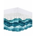 thumbnail image 1 of Teal Blue Bed Skirt Queen Size 16&nbsp;Inch Drop, Water Ripple Abstract Gradient Coean Waves Wrap Around Dust Ruffle Bedskirts, Wrinkle & Fade Resistant Easy Fit Bedskirt with Adjustable Elastic, 1 of 8
