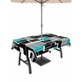 thumbnail image 1 of Teal Blue Black Geometric Outdoor Tablecloth - 60x102 Inch Rectangle Dining Table Cover, Modern Abstract Art Block Waterproof Outdoor Table Cloth with Umbrella Hole & Zipper for Picnic/Patio/Party, 1 of 7