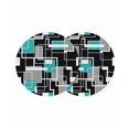 thumbnail image 1 of Teal Blue Black Geometric Round 13 Inch Placemats Set of 2, Modern Abstract Art Block HeatResistant Non Slip Place Mats for Dining Table, Wipeable Braided Kitchen Table Mats for Housewarming, 1 of 9
