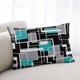 thumbnail image 1 of Teal Blue Black Geometric Throw Pillow Covers, Modern Abstract Art Block Soft Breathable Pillow Cases with Invisible Zipper for Sleeping, Small Pillowcases for Couch Bed Sofa Chair 16x24 Inches, 1 of 9