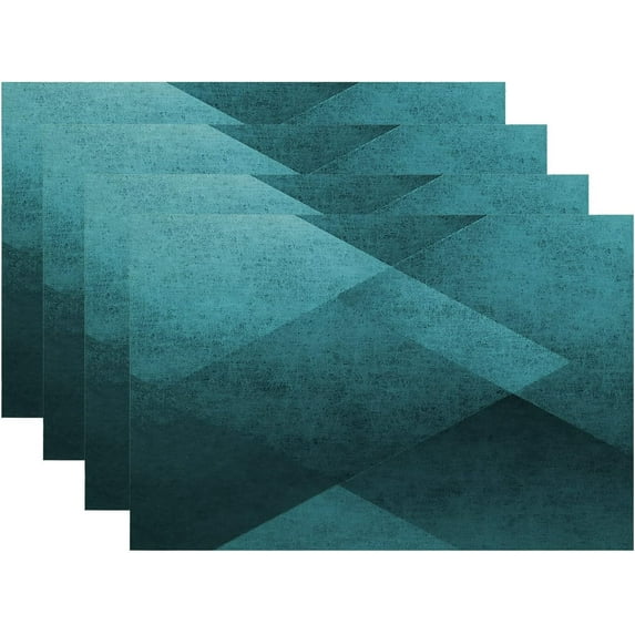 Teal Blue Black Placemats, Blue Vintage Background Texture Pattern Woven Burlap Modern Placemats for Dining Table Kitchen Table Round Table Farmhouse Wedding Outdoor Indoor Set of 4