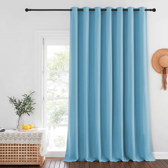 Teal Blue Blackout Patio Curtains 100" x 144" for Sliding Door, Extra Wide Thermal Insulated Room Divider, 1 Panel