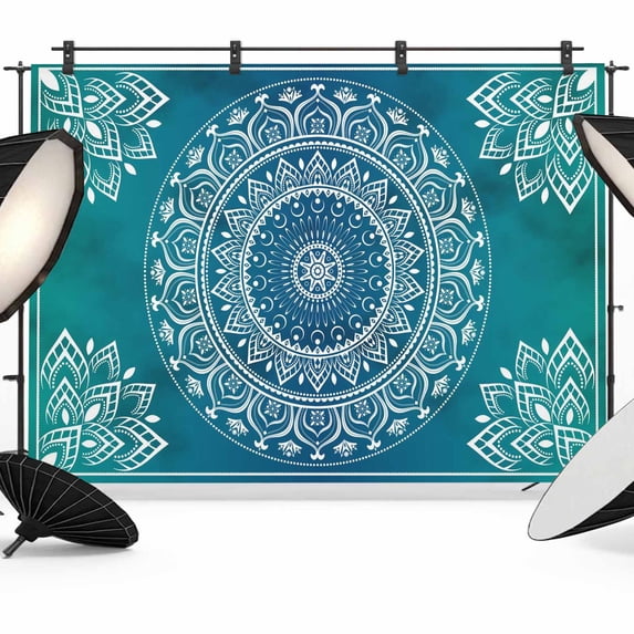 Teal Blue Boho Backdrop for Photography,Fabric Photo Background ...