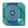 thumbnail image 1 of Teal Blue Boho Cloth Napkins, Retro White Rustic Flower Ethnic Pattern Washable and Reusable Dinner Napkins Set of 4, Table Napkin for Kitchen Party Birthday Wedding Hotel Housewarming 20"x20", 1 of 8