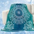 thumbnail image 1 of Teal Blue Boho Cooling Blanket,Lightweight Breathable Summer Throw Blanket with Double Sided Cold Effect,Retro White Rustic Flower Ethnic Pattern Picnic Blankets Bed Sheet for Hot Sleepers 40"x60", 1 of 8