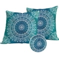 thumbnail image 1 of Teal Blue Boho Outdoor Pillow Covers 16x16 Set of 2,Waterproof Patio Throw Pillowcase Protectors,Retro White Rustic Flower Ethnic Pattern Decorative Pillow Shams Cushion Covers for Seat Bed Couch, 1 of 8