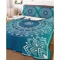 thumbnail image 1 of Teal Blue Boho Twin Size Down Alternative Comforter, Lightweight Comforter Quilt Bedding Set with Pillow Shams Retro White Rustic Flower Ethnic Pattern All Seasons Bed Comforter Duvet Insert 68"x86", 1 of 7