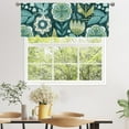 thumbnail image 1 of Teal Blue Boho Valance Curtains for Living Room, Abstract Plant Pattern Semi Sheer Kitchen Valances for Windows, Turquoise Rod Pocket Short Window Treatment Decor, 52x18, 1 of 1