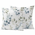 thumbnail image 1 of Teal Blue Botanical Outdoor Waterproof Pillow Covers, Eucalyptus Leaves Watercolor Summer Decorative Square Throw Pillowcase Sofa Cushion Sham for Patio/Couch/Chair, 18"x18" 2 Pack, 1 of 8