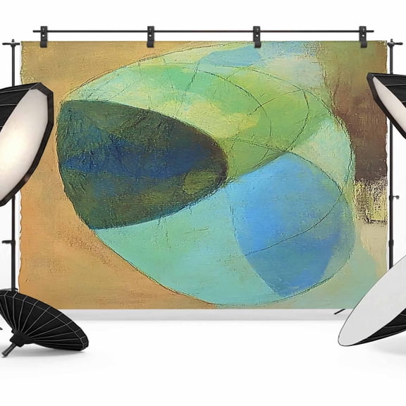 Teal Blue Brown Backdrop for Photoshoot, Photography Photo Studio Background Wall Backdrop, Modern Oil Painted Abstract Back Drop Banner Panel for Portraits Wedding Party Live Streaming Decor 7x5Ft