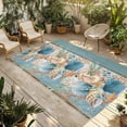 thumbnail image 1 of Teal Blue Brown Beach Coastal Outdoor Rug 5x7 Ft - Reversible Patio Rug Outdoor Camping Rugs, Nautical Shell Starfish Coral Summer Indoor Outdoor Area Rugs, Non-Slip Outdoor Carpet for Deck/Porch, 1 of 8