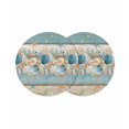 thumbnail image 1 of Teal Blue Brown Beach Coastal Round 13 Inch Placemats Set of 2, Nautical Shell Starfish Coral Summer HeatResistant Non Slip Place Mats for Dining Table, Wipeable Kitchen Table Mats for Housewarming, 1 of 9