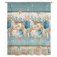 thumbnail image 1 of Teal Blue Brown Beach Coastal Sheer Curtains 84" Long, Nautical Shell Starfish Coral Summer Light Filering Curtains, Breathable Simi Curtain Privacy Drapes for Living Room Bedroom Window Treatment, 1 of 9