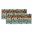 thumbnail image 1 of Teal Blue Brown Curtain Valances for Windows, Kitchen Valance Window Treatments Panel 2 Pack, Rustic Farmhouse Dog Paw Vintage Rod Pocket Short Curtains for Bathroom Bedroom 60 x 18 Inch, 1 of 8