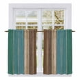 thumbnail image 1 of Teal Blue Brown Kitchen Curtains, Farmhouse Retro Wooden Grain Stripes Light Filtering Window Curtain Panels, 2Pcs Rod Pocket Window Treatments Set for Study Room Bathroom Bedroom 52x54 Inches, 1 of 9
