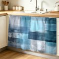thumbnail image 1 of Teal Blue Cabinet Curtain 32"Wx55"L,Dustproof Pantry Door Curtain W/ Self Adhesive Tape,Modern Oil Painting Abstract Ombre Geometric Tall Storage Cover Privacy Drape for Bathroom Kitchen Laundry Room, 1 of 9