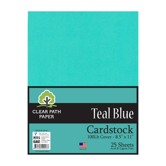 Teal Blue Cardstock - 8.5 x 11 inch - 100Lb Cover