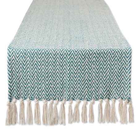 TEAL CHEVRON HANDLOOM TABLE RUNNER 15x72