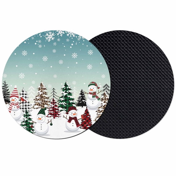 Teal Blue Christmas Coasters Set of 2, Absorbent Coasters for Drinks, Snowman Xmas Tree Winter Snowflake Coaster for Desk Coffee Table Protection, Home Decor House Warming Gifts 4"