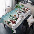 thumbnail image 1 of Teal Blue Christmas Table Cloth Waterproof Tablecloths, Snowman Xmas Tree Winter Snowflake Tablecloth Dining Table Cover for Kitchen Party Tabletop Outdoor, Rectangle Tablecloth 54x108 Inch, 1 of 9