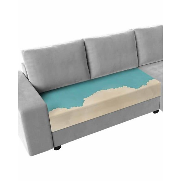 Teal Blue Cloudy Sky Sofa Couch Cushion Covers Washable, Removable Stretchable Sectional Couch Covers, Modern Clouds Nature Scenery Slipcovers for L & T Shape Sofa Furniture Protector M Size 1 pc