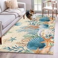 thumbnail image 1 of Teal Blue Coastal Area Rugs 2.7'x5', Small Throw Rugs for Kitchen Bedroom, Summer Beach Starfish Shell Coral Nautical Retro Indoor Outdoor Rug Non-Slip Low Pile Carpet Runner Reversible Floor Mats, 1 of 8