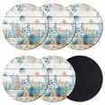 thumbnail image 1 of Teal Blue Coastal Coasters Set of 6, Absorbent Coasters for Drinks, Summer Beach Starfish Shell Coral Nautical Vintage Coaster for Desk Coffee Table Protection, Home Decor House Warming Gifts 4", 1 of 8