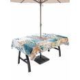 thumbnail image 1 of Teal Blue Coastal Outdoor Tablecloth - 60x120 Inch Rectangle Dining Table Cover, Summer Beach Starfish Shell Coral Nautical Waterproof Outdoor Table Cloth with Umbrella Hole & Zipper for Picnic/Patio, 1 of 7